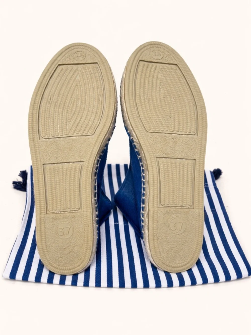 Manebi Blue Calf Hair Espadrilles Size 37 Slip On Flats US 6.5 NWT